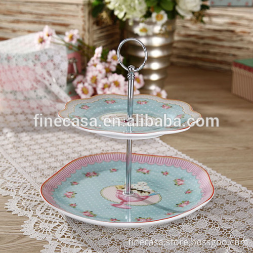 Elegant Fine Porcelain 2 Tier Plate Stand of Ice Cream